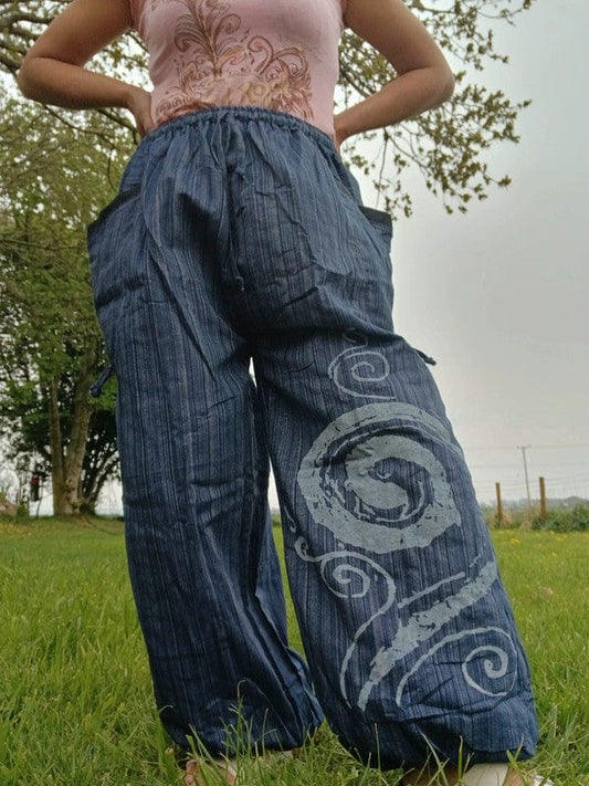 Navy Blue Harem Pants Genie Baggy Gypsy Aladdin Clothes Hippie Trousers One Size