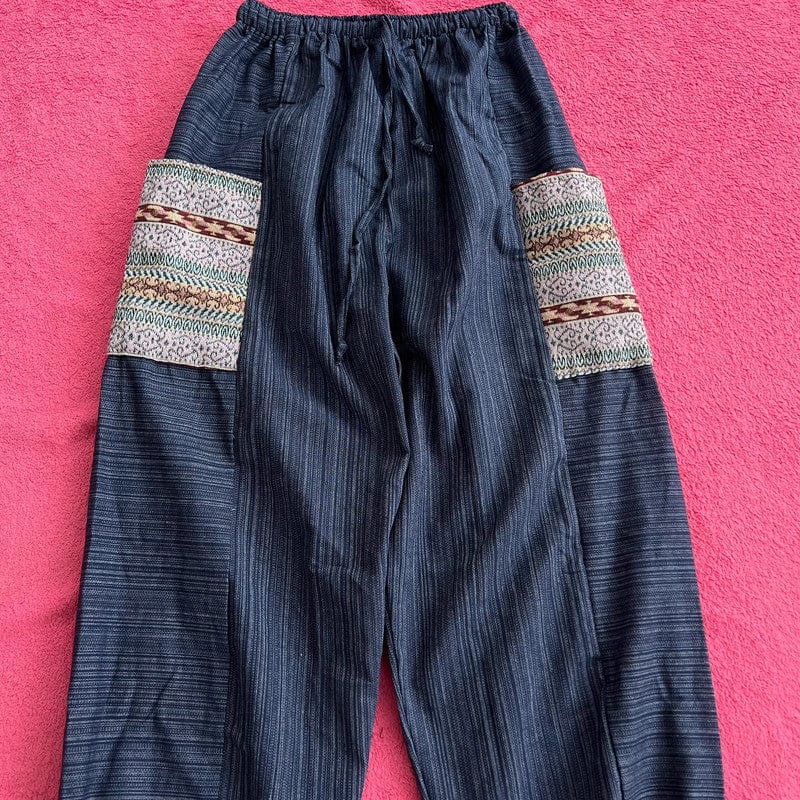Navy Blue Summer Trousers Cotton Wide Leg Thailand Harem Pants Yoga Mens Womens