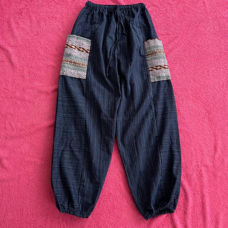 Navy Blue Summer Trousers Cotton Wide Leg Thailand Harem Pants Yoga Mens Womens