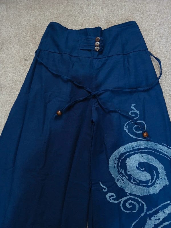 Navy Blue Wide Leg Palazzo Harem Pants Womens Ladies Baggy Thai Summer Trousers