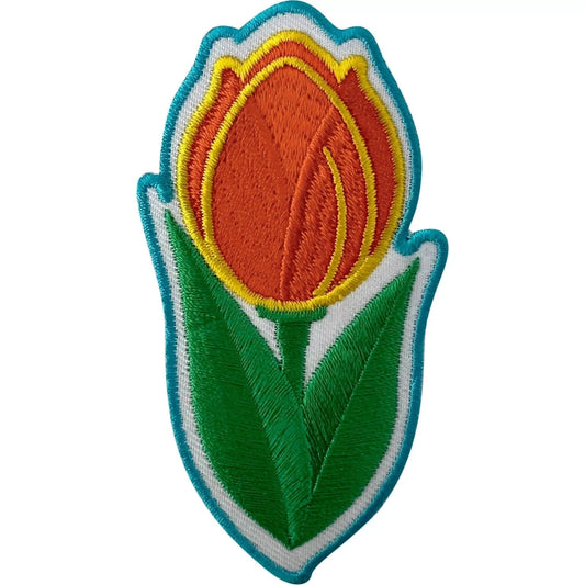 Orange Green Flower Patch Iron Sew On Denim Jeans Jacket Shirt Embroidered Badge