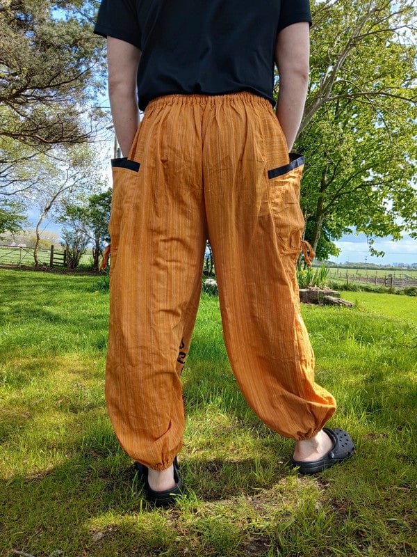 Orange Harem Pants Wide Leg Baggy Trousers Holiday Sun Travel Men Women One Size