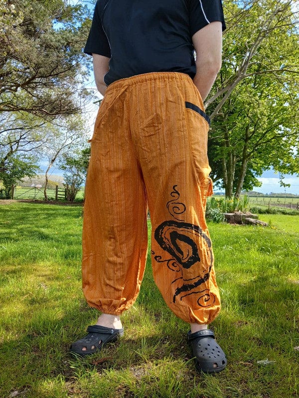 Orange Harem Pants Wide Leg Baggy Trousers Holiday Sun Travel Men Women One Size