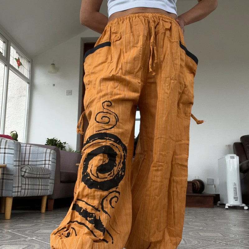 Orange Harem Pants Wide Leg Baggy Trousers Holiday Sun Travel Men Women One Size