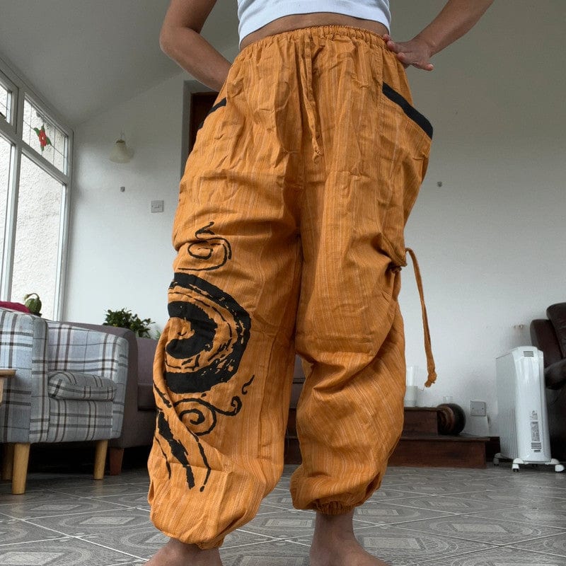 Orange Harem Pants Wide Leg Baggy Trousers Holiday Sun Travel Men Women One Size