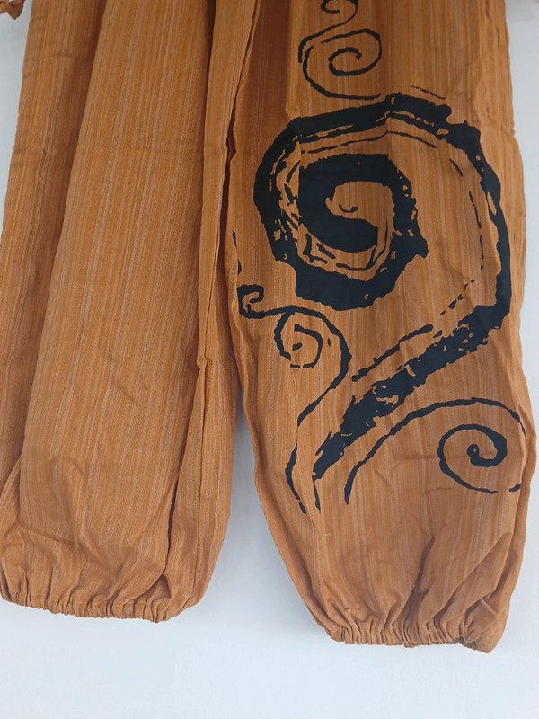 Orange Harem Pants Wide Leg Baggy Trousers Holiday Sun Travel Men Women One Size