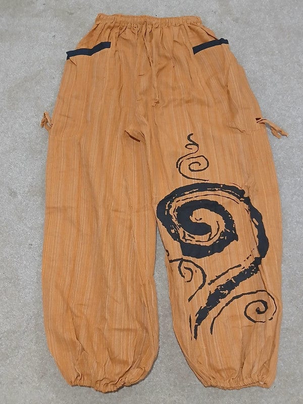 Orange Harem Pants Wide Leg Baggy Trousers Holiday Sun Travel Men Women One Size