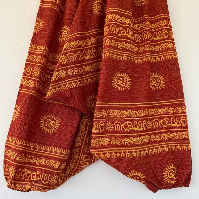 Orange Red Mens Womens Thai Harem Pants Genie Gypsy Aladdin Hippie Yoga Trousers