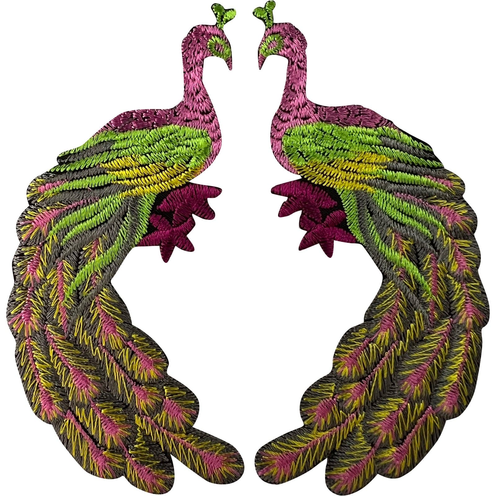 Pair of Peacock Patches Iron Sew On Clothes Bag Denim Jacket Embroidered Badges