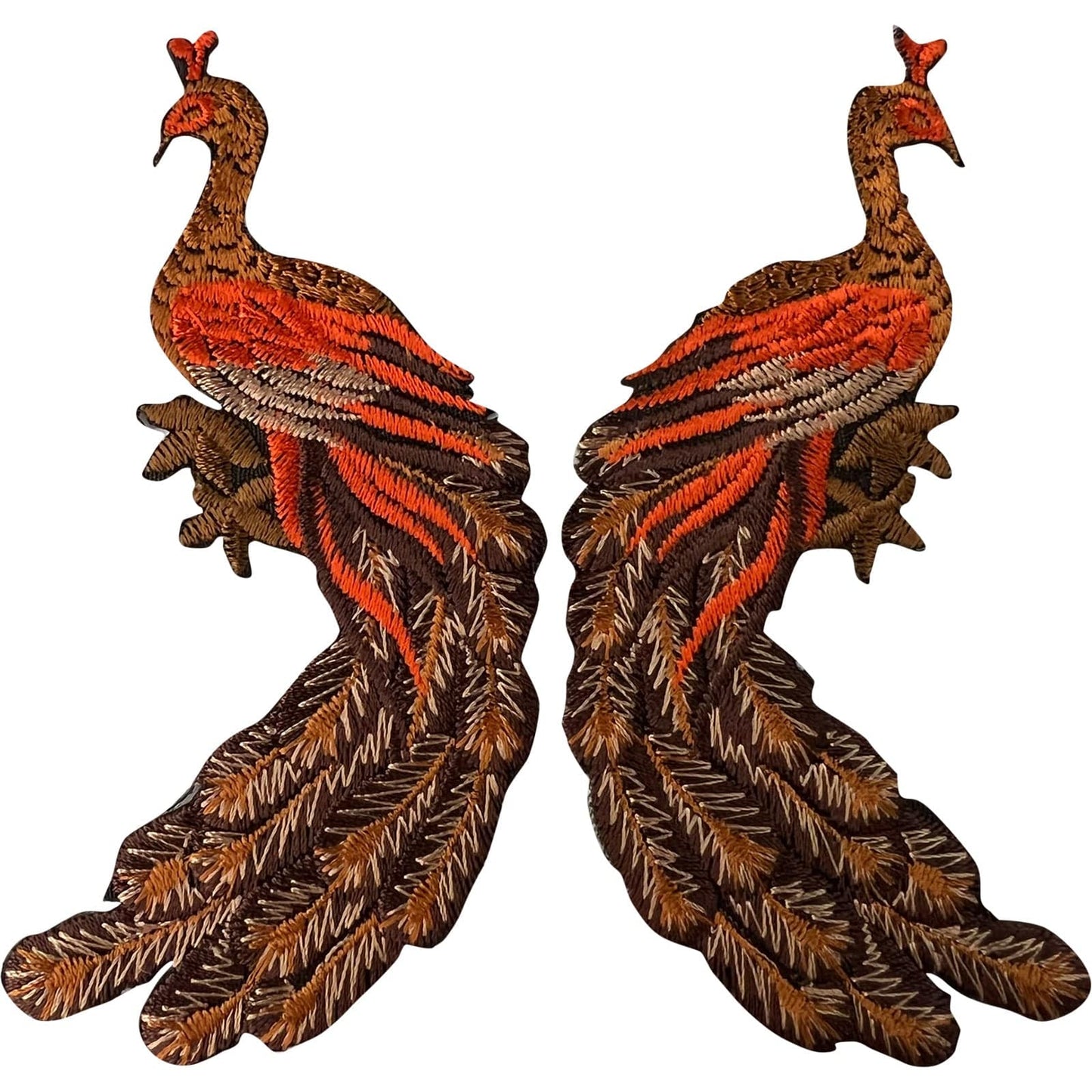 Pair of Peacock Patches Iron Sew On Clothes Bag Jeans Jacket Embroidered Badges