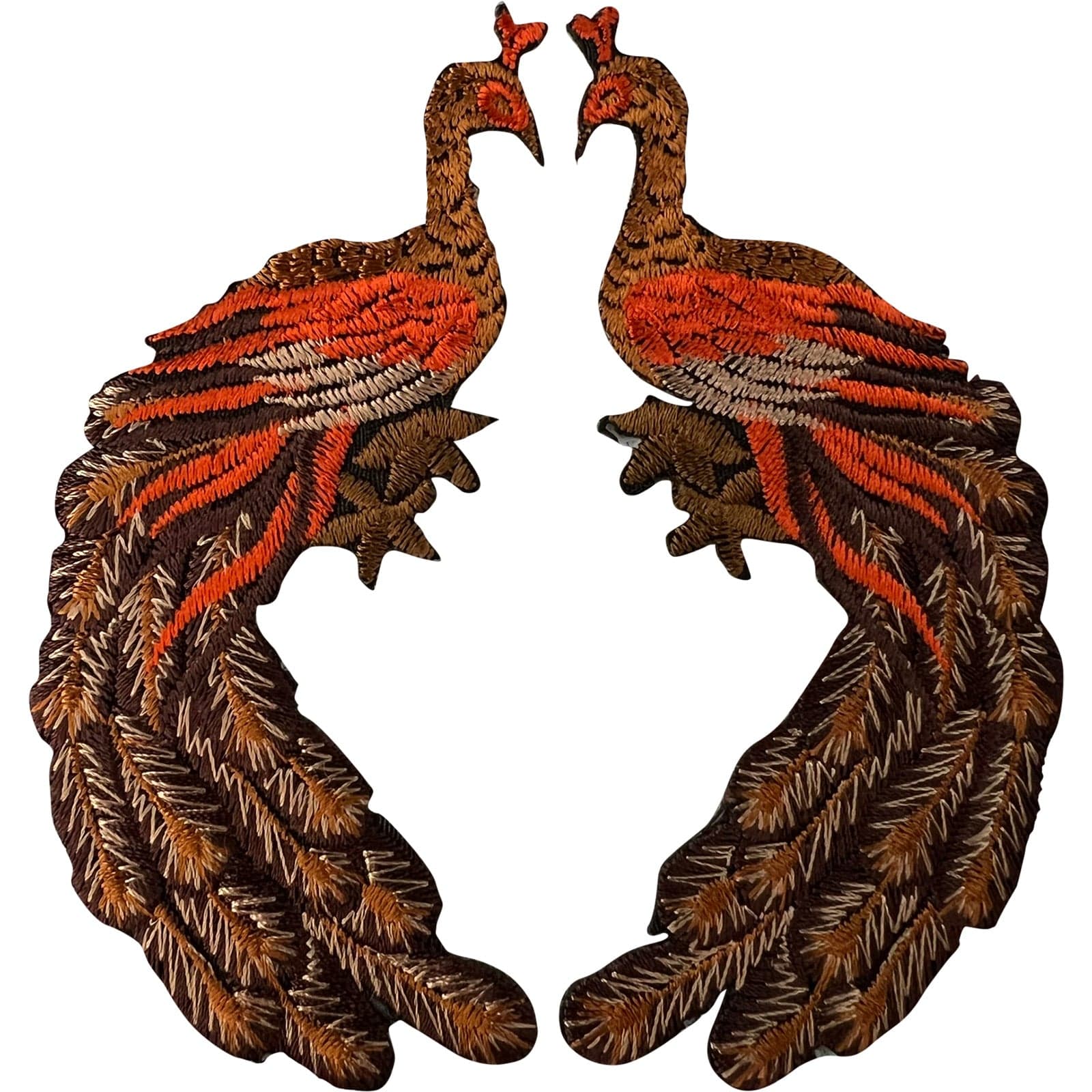 Pair of Peacock Patches Iron Sew On Clothes Bag Jeans Jacket Embroidered Badges