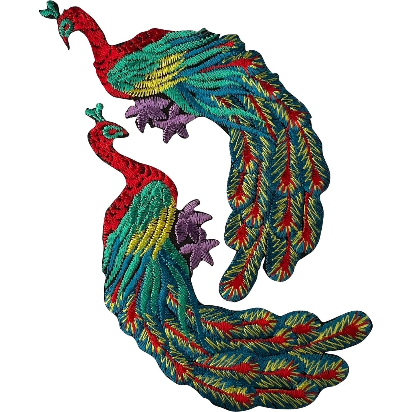 Pair of Peacock Patches Iron Sew On Crafts Bag Jumper Cardigan Embroidery Badges