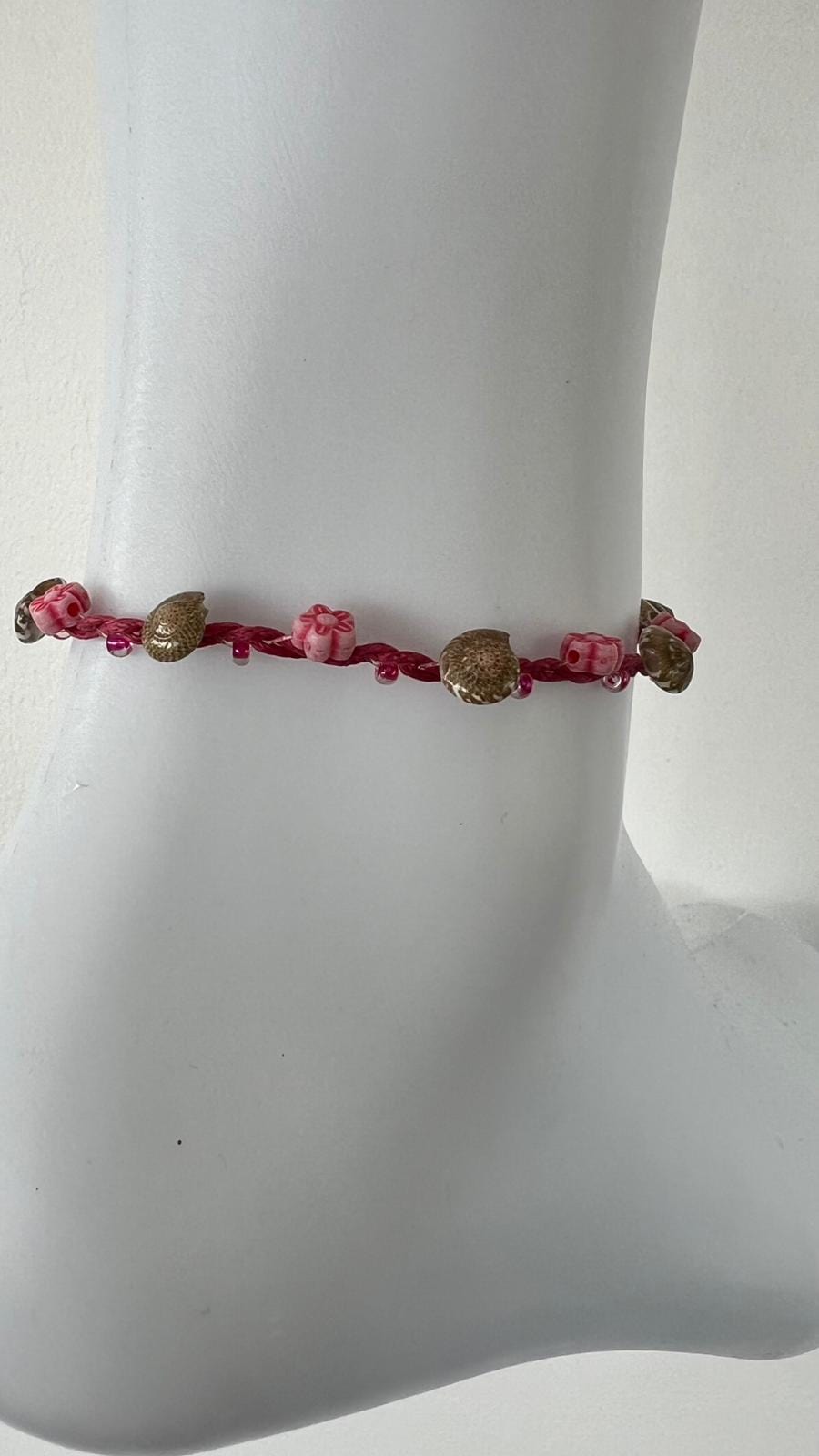 Pink Anklet Ankle Bracelet Foot Chain Womens Girls Ladies Shell Beaded Jewellery