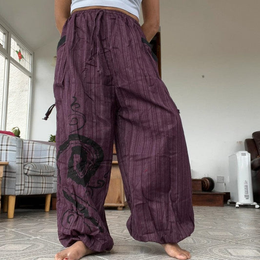 Purple Baggy Harem Pants Boho Hippie Yoga Ali Baba Palazzo Trousers Mens Womens