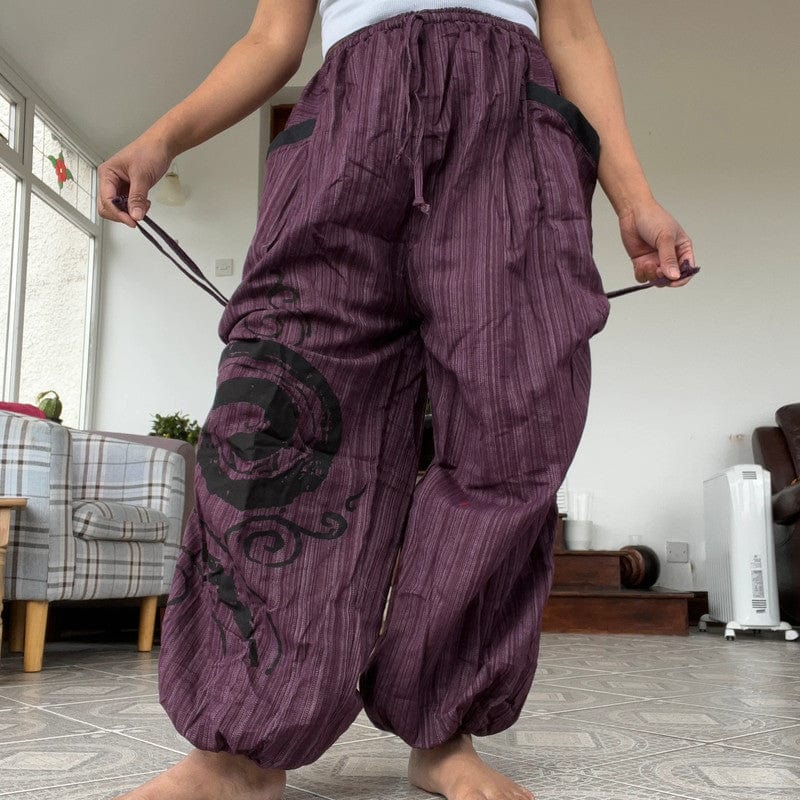 Purple Baggy Harem Pants Boho Hippie Yoga Ali Baba Palazzo Trousers Mens Womens
