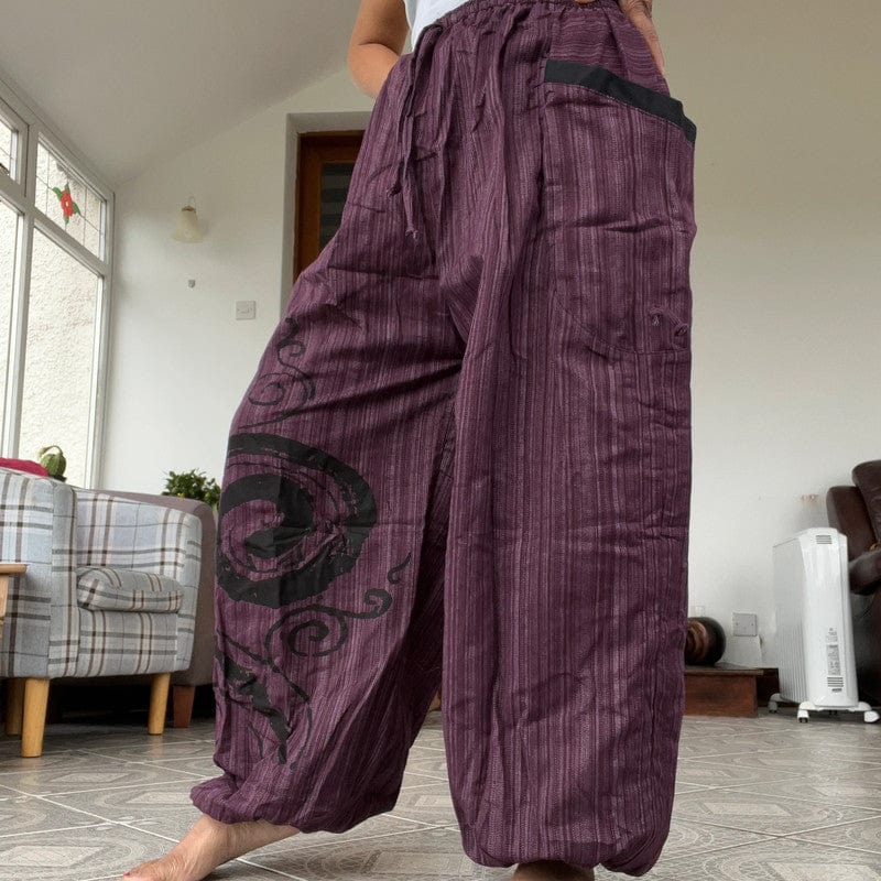 Purple Baggy Harem Pants Boho Hippie Yoga Ali Baba Palazzo Trousers Mens Womens