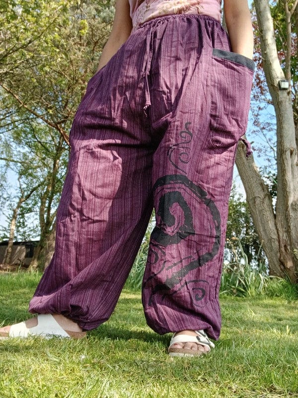 Purple Baggy Harem Pants Boho Hippie Yoga Ali Baba Palazzo Trousers Mens Womens
