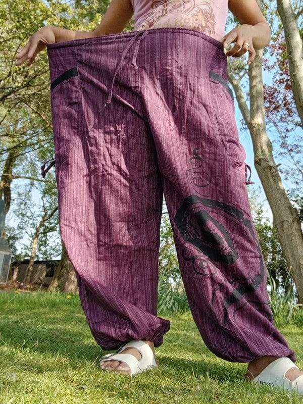 Purple Baggy Harem Pants Boho Hippie Yoga Ali Baba Palazzo Trousers Mens Womens