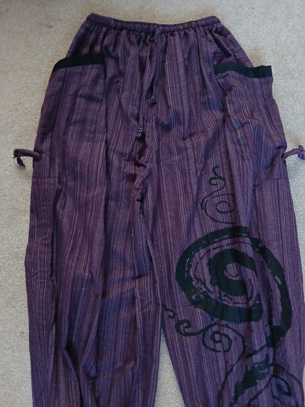 Purple Baggy Harem Pants Boho Hippie Yoga Ali Baba Palazzo Trousers Mens Womens