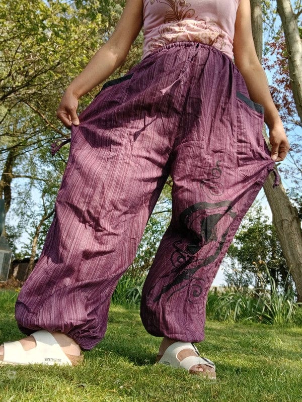 Purple Baggy Harem Pants Boho Hippie Yoga Ali Baba Palazzo Trousers Mens Womens