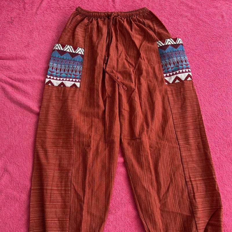 Red Cotton Trousers Wide Leg Thailand Harem Summer Holiday Pants Mens Ladies