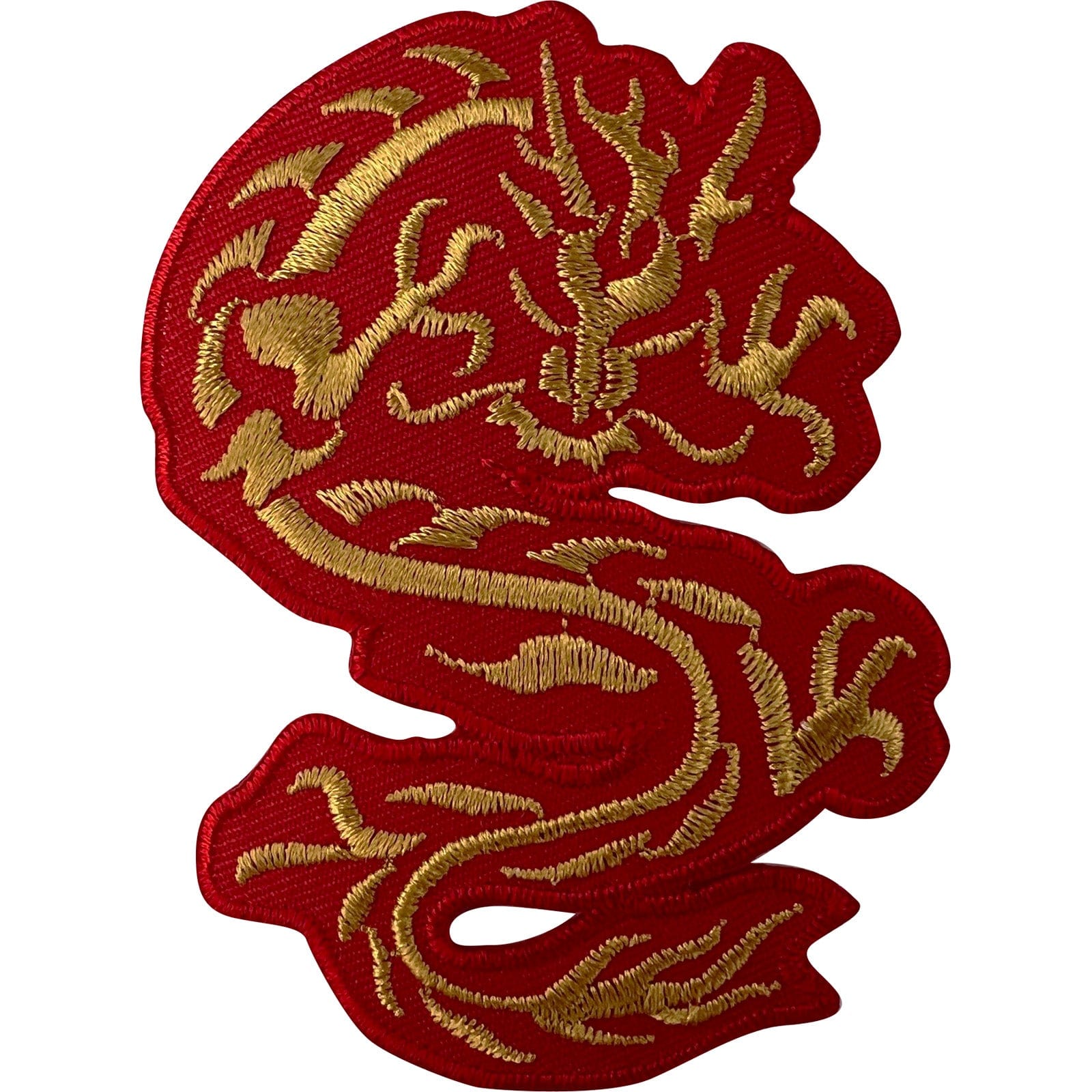 Red Gold Chinese Dragon Patch Iron Sew On Embroidery Badge Motif Decal Applique