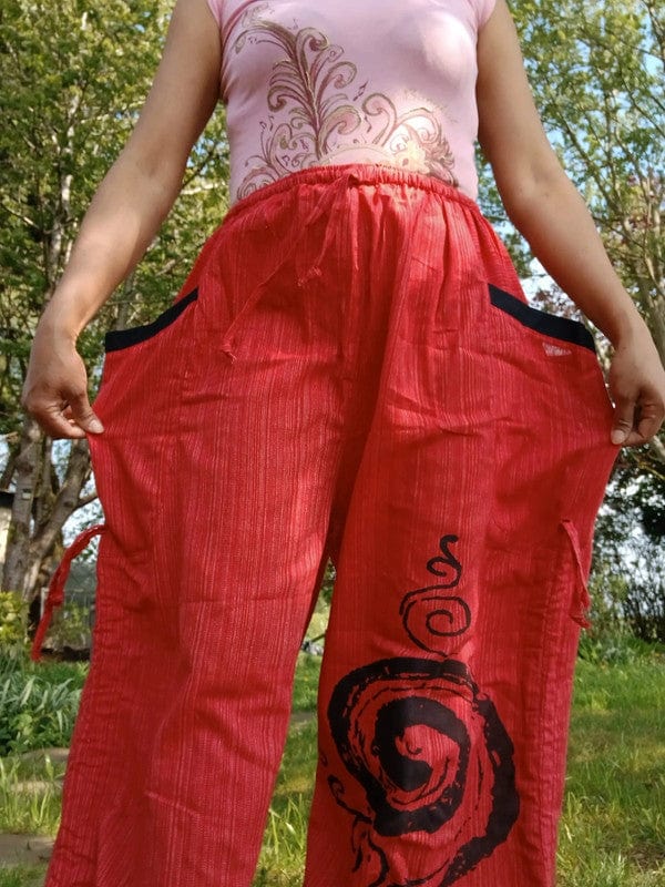 Red Thai Harem Pants Genie Baggy Aladdin Yoga Thailand Hippie Trousers Clothes