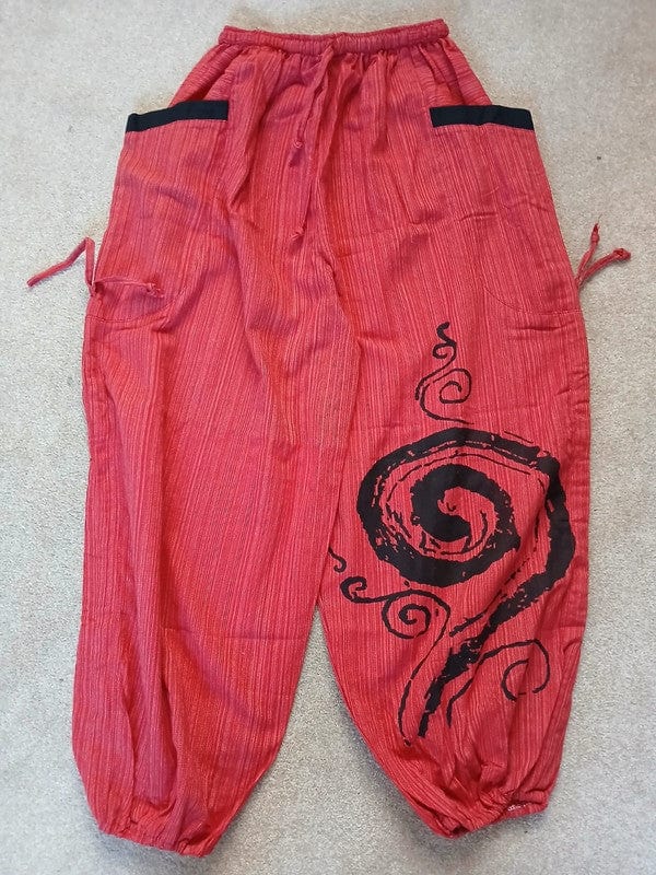 Red Thai Harem Pants Genie Baggy Aladdin Yoga Thailand Hippie Trousers Clothes