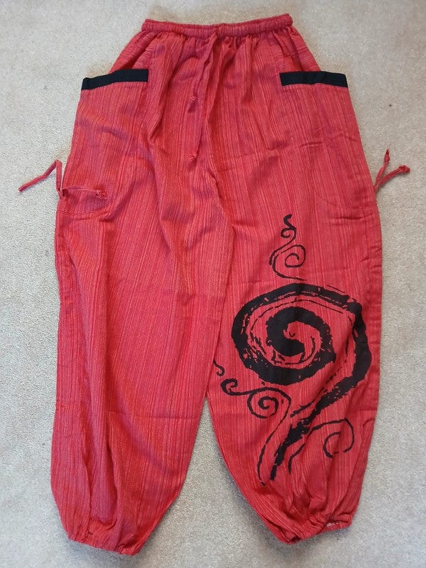 Red Thai Harem Pants Genie Baggy Aladdin Yoga Thailand Hippie Trousers Clothes