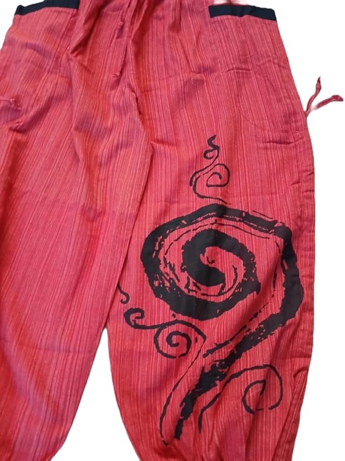 Red Thai Harem Pants Genie Baggy Aladdin Yoga Thailand Hippie Trousers Clothes