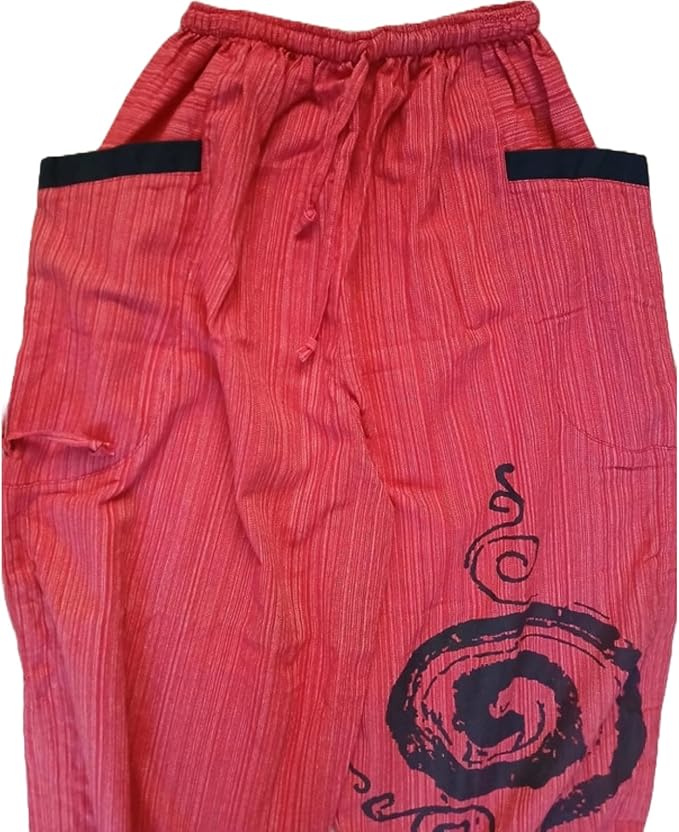 Red Thai Harem Pants Genie Baggy Aladdin Yoga Thailand Hippie Trousers Clothes