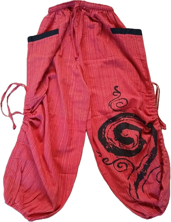 Red Thai Harem Pants Genie Baggy Aladdin Yoga Thailand Hippie Trousers Clothes