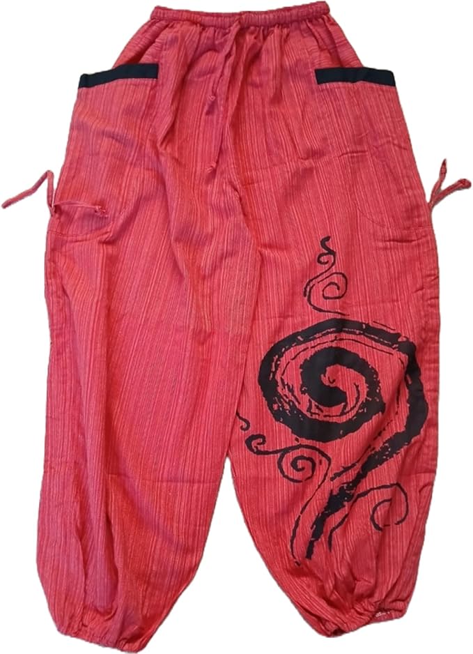 Red Thai Harem Pants Genie Baggy Aladdin Yoga Thailand Hippie Trousers Clothes