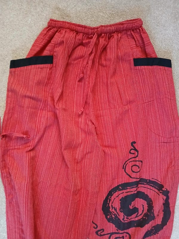 Red Thai Harem Pants Genie Baggy Aladdin Yoga Thailand Hippie Trousers Clothes