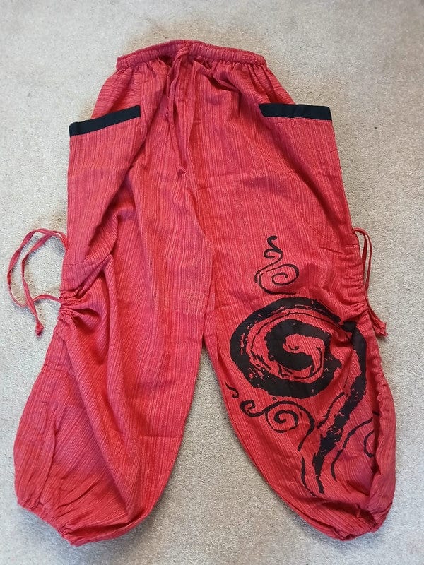 Red Thai Harem Pants Genie Baggy Aladdin Yoga Thailand Hippie Trousers Clothes