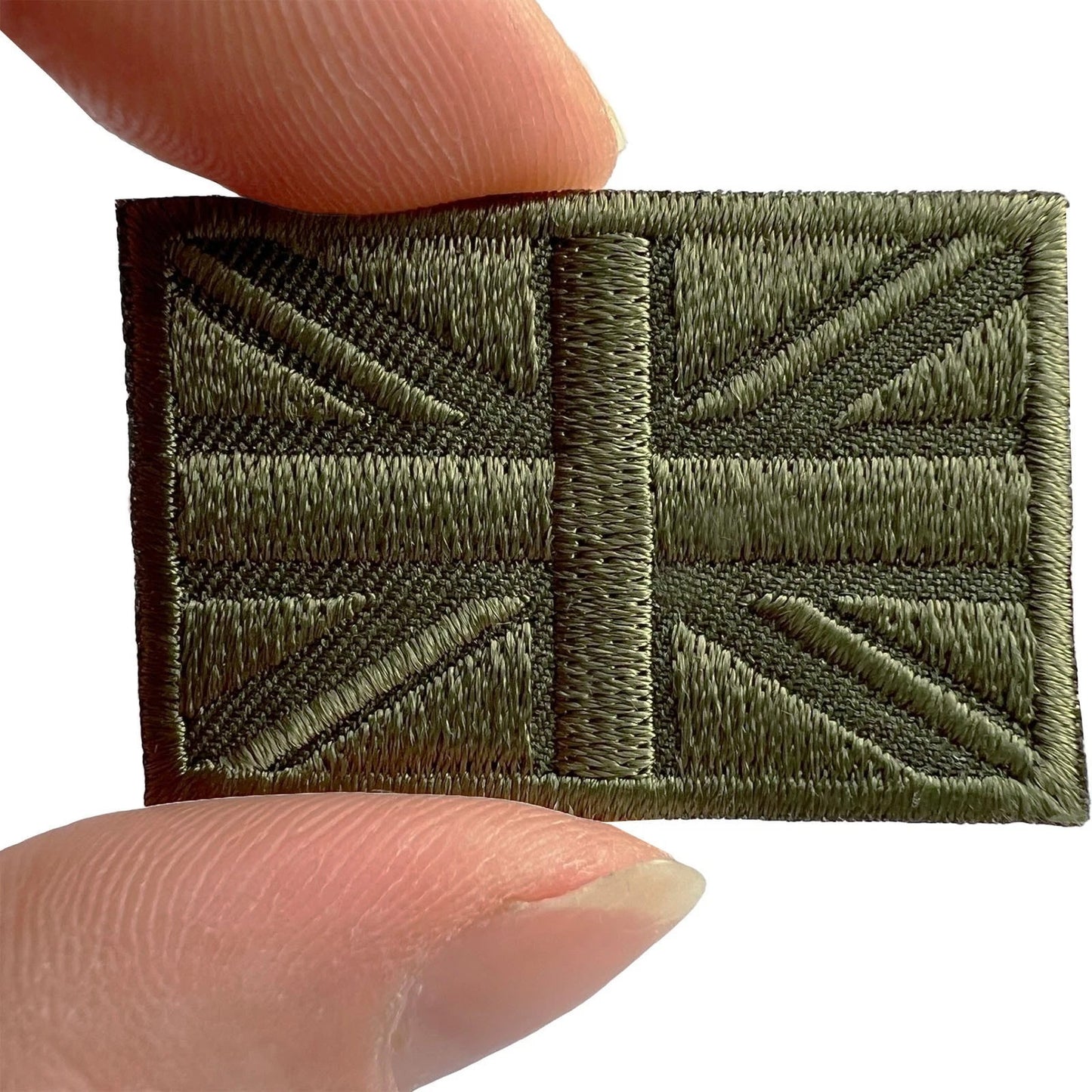 Army Green Mini UK Flag Patch Iron Sew On Small Union Jack MOD Embroidered Badge
