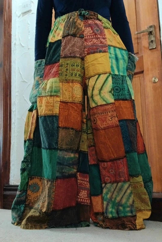 Bohemian Tie Dye Cotton Random Unique Patchwork Harem Pants Ladies Mens Trousers