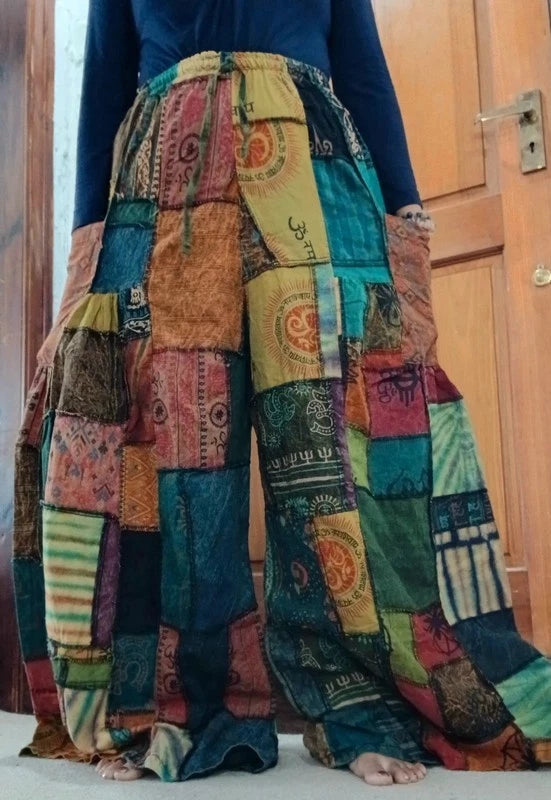 Bohemian Tie Dye Cotton Random Unique Patchwork Harem Pants Ladies Mens Trousers