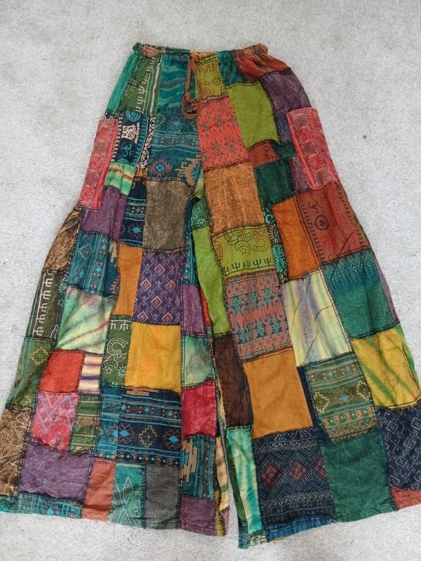 Bohemian Tie Dye Cotton Random Unique Patchwork Harem Pants Ladies Mens Trousers