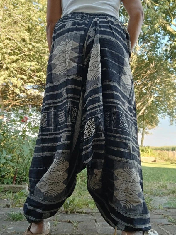 Cotton Black White Aladdin Genie Harem Pants Baggy Hippie Gypsy Boho Trousers
