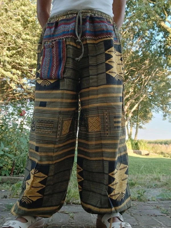 Cotton Woven Khaki Hippie Harem Pants Baggy Hippy Joggers Womens Mens S M L XL