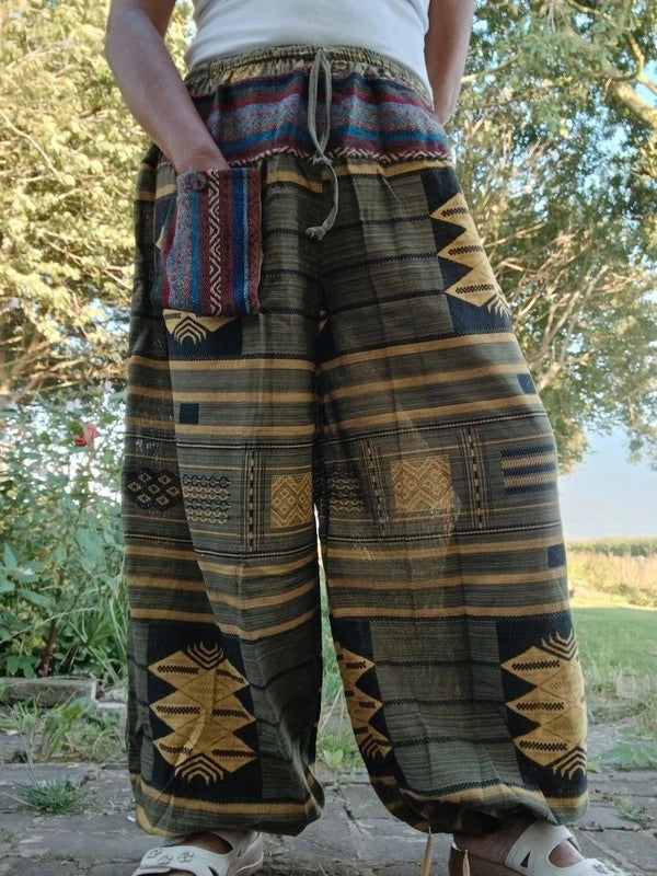 Cotton Woven Khaki Hippie Harem Pants Baggy Hippy Joggers Womens Mens S M L XL