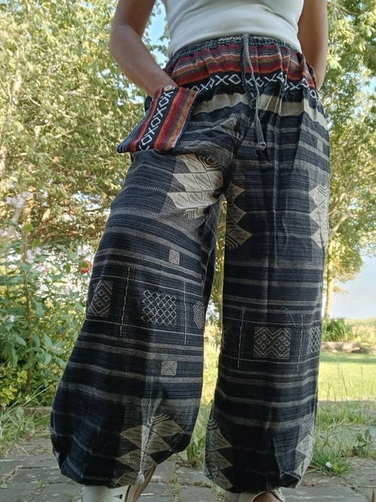 Cotton Black Grey Harem Pants Baggy Hippie Tribal Trousers Mens Womens S M L XL