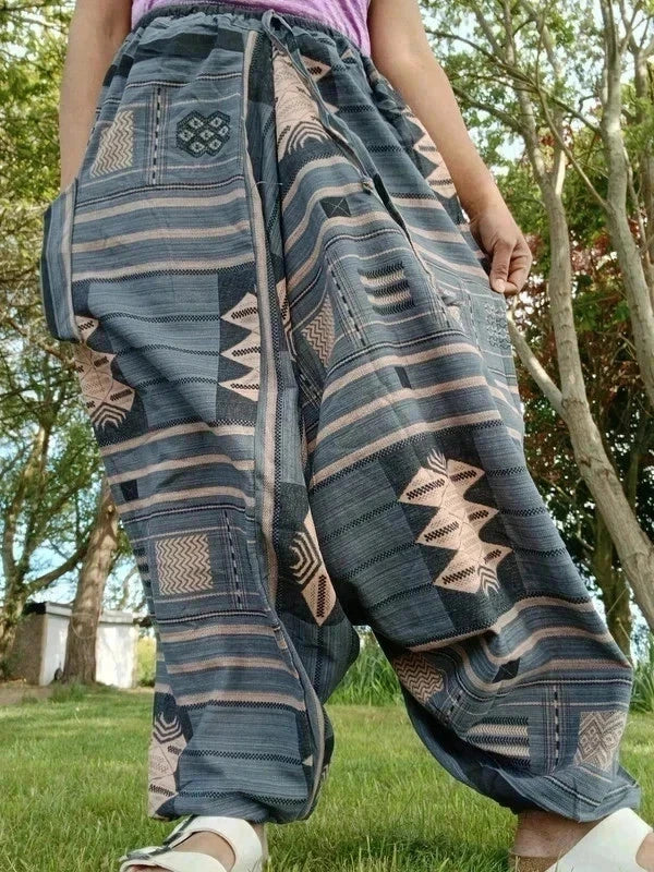 Grey Peach Beige Baggy Harem Thai Tribe Aladdin Pants Hippie Yoga Trousers