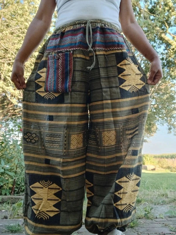 Cotton Woven Khaki Hippie Harem Pants Baggy Hippy Joggers Womens Mens S M L XL