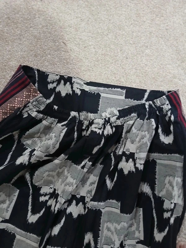 Black Grey Palazzo Wide Leg Harem Pants Bohemian Hippie Flower Trousers