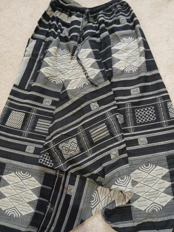 Cotton Black White Aladdin Genie Harem Pants Baggy Hippie Gypsy Boho Trousers
