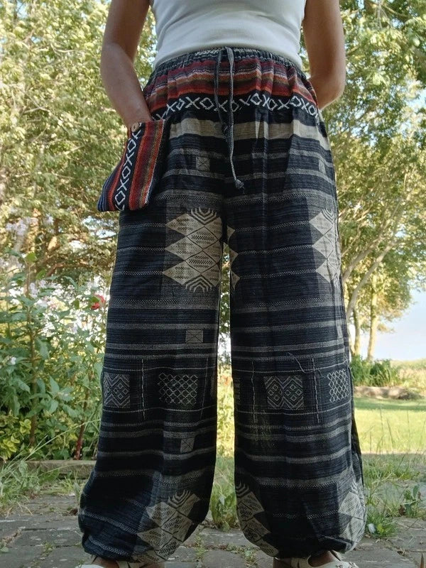 Cotton Black Grey Harem Pants Baggy Hippie Tribal Trousers Mens Womens S M L XL