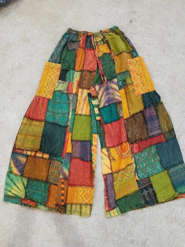 Bohemian Tie Dye Cotton Random Unique Patchwork Harem Pants Ladies Mens Trousers