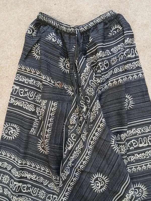 Black White Sun Aladdin Genie Harem Pants Hippie Yoga Trousers Mens or Womens